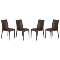 LeisureMod MC19BR4 Weave Mace Indoor/Outdoor Dining Chair (Armless), Set of 4