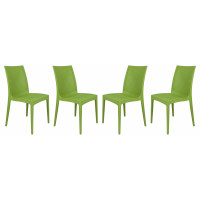 LeisureMod MC19G4 Weave Mace Indoor/Outdoor Dining Chair (Armless), Set of 4