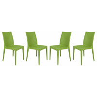 LeisureMod MC19G4 Weave Mace Indoor/Outdoor Dining Chair (Armless), Set of 4
