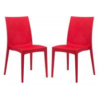 LeisureMod MC19R2 Weave Mace Indoor/Outdoor Dining Chair (Armless), Set of 2