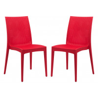 LeisureMod MC19R2 Weave Mace Indoor/Outdoor Dining Chair (Armless), Set of 2