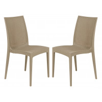 LeisureMod MC19TP2 Weave Mace Indoor/Outdoor Dining Chair (Armless), Set of 2