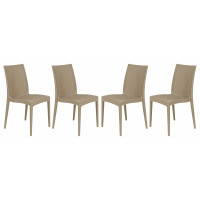 LeisureMod MC19TP4 Weave Mace Indoor/Outdoor Dining Chair (Armless), Set of 4