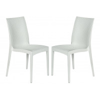 LeisureMod MC19W2 Weave Mace Indoor/Outdoor Dining Chair (Armless), Set of 2