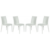 LeisureMod MC19W4 Weave Mace Indoor/Outdoor Dining Chair (Armless), Set of 4