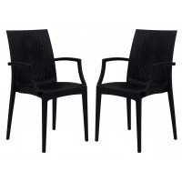 LeisureMod MCA19BL2 Weave Mace Indoor/Outdoor Chair (With Arms), Set of 2