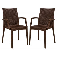 LeisureMod MCA19BR2 Weave Mace Indoor/Outdoor Chair (With Arms), Set of 2