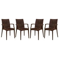 LeisureMod MCA19BR4 Weave Mace Indoor/Outdoor Chair (With Arms), Set of 4