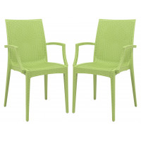 LeisureMod MCA19G2 Weave Mace Indoor/Outdoor Chair (With Arms), Set of 2