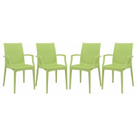 LeisureMod MCA19G4 Weave Mace Indoor/Outdoor Chair (With Arms), Set of 4