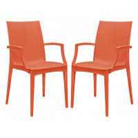 LeisureMod MCA19OR2 Weave Mace Indoor/Outdoor Chair (With Arms), Set of 2