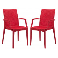 LeisureMod MCA19R2 Weave Mace Indoor/Outdoor Chair (With Arms), Set of 2