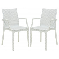LeisureMod MCA19W2 Weave Mace Indoor/Outdoor Chair (With Arms), Set of 2