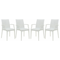 LeisureMod MCA19W4 Weave Mace Indoor/Outdoor Chair (With Arms), Set of 4