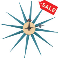 LeisureMod MCL18BU Maxi Modern Design Colorful Star Silent Non-Ticking Wall Clock