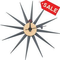 LeisureMod MCL18DGR Maxi Modern Design Colorful Star Silent Non-Ticking Wall Clock