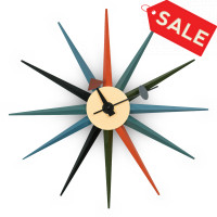 LeisureMod MCL18M Maxi Modern Design Metal Colorful Star Silent Non-Ticking Wall Clock