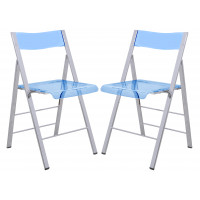 LeisureMod MF15TBU2 Menno Modern Acrylic Folding Chair, Set of 2