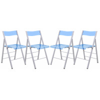 LeisureMod MF15TBU4 Menno Modern Acrylic Folding Chair, Set of 4