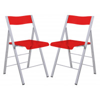 LeisureMod MF15TR2 Menno Modern Acrylic Folding Chair, Set of 2