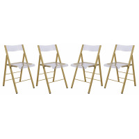 LeisureMod MFG15CL4 Menno Modern Acrylic Gold Base Folding Chair, Set of 4