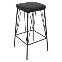 LeisureMod MS36BL Millard Leather Bar Stool With Metal Frame