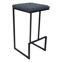 LeisureMod MS36BU Millard Leather Bar Stool With Metal Frame