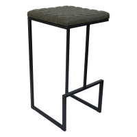 LeisureMod MS36G Millard Leather Bar Stool With Metal Frame