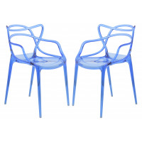 LeisureMod MW17TBU2 Milan Modern Wire Design Chair, Set of 2