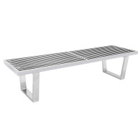 LeisureMod NB60SS Mid-Century Inwood Platform Bench - 5 Feet