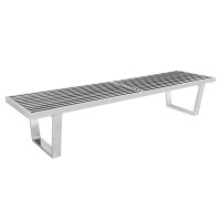 LeisureMod NB72SS Mid-Century Inwood Platform Bench - 6 Feet