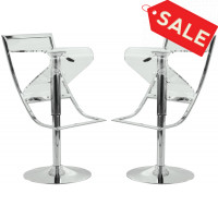 LeisureMod NBC16CL2 Napoli Transparent Acrylic Bar/Counter Stool, Set of 2