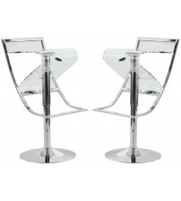 LeisureMod NBC16CL2 Napoli Transparent Acrylic Bar/Counter Stool, Set of 2