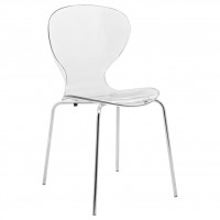 LeisureMod OC17CL Modern Oyster Transparent Side Chair