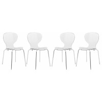LeisureMod OC17CL4 Modern Oyster Transparent Side Chair, Set of 4