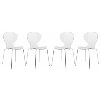 LeisureMod OC17CL4 Modern Oyster Transparent Side Chair, Set of 4