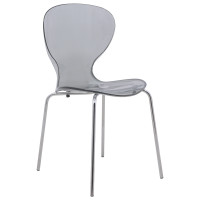 LeisureMod OC17TBL Modern Oyster Transparent Side Chair