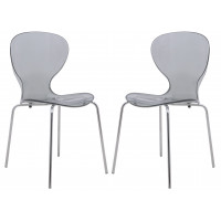 LeisureMod OC17TBL2 Modern Oyster Transparent Side Chair, Set of 2