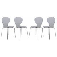 LeisureMod OC17TBL4 Modern Oyster Transparent Side Chair, Set of 2