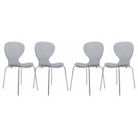 LeisureMod OC17TBL4 Modern Oyster Transparent Side Chair, Set of 2