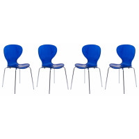 LeisureMod OC17TBU4 Modern Oyster Transparent Side Chair, Set of 4