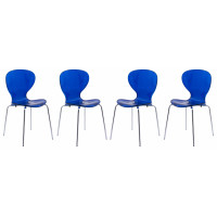 LeisureMod OC17TBU4 Modern Oyster Transparent Side Chair, Set of 4