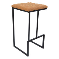 LeisureMod QS29BR Quincy Quilted Stitched Leather Bar Stools With Metal Frame