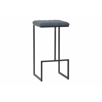 LeisureMod QS29BU Quincy Quilted Stitched Leather Bar Stools With Metal Frame