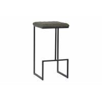 LeisureMod QS29G Quincy Quilted Stitched Leather Bar Stools With Metal Frame
