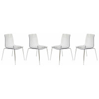 LeisureMod RP20CL4 Ralph Dining Chair in Clear, Set of 4