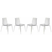 LeisureMod RP20CL4 Ralph Dining Chair in Clear, Set of 4