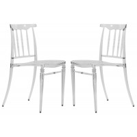 LeisureMod SC19CL2 Spindle Transparent Modern Lucite Dining Chair in Clear Set of 2