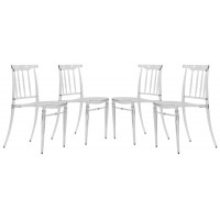 LeisureMod SC19CL4 Spindle Transparent Modern Lucite Dining Chair in Clear Set of 4