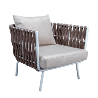 LeisureMod SC64BR Spencer Modern Outdoor Rope Club Chair With Cushions